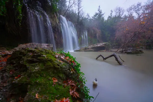 stock image Kursunlu Waterfall is a waterfall that can be reached by turning left at the 24th km of the Antalya-Isparta highway and continuing for 7 km.