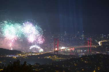 Big celebration on July 15 Martyrs Bridge, formerly known as the Bosphorus Bridge clipart