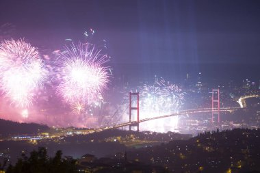 Big celebration on July 15 Martyrs Bridge, formerly known as the Bosphorus Bridge clipart