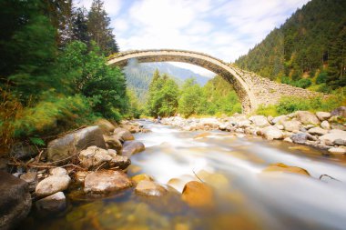 Köprü rıhtımları her iki yönde de doğal kayalara yerleştirilmiştir. Köprü kemerleri pürüzsüz kesilmiş taştan yapılmıştır, ayak ve diğer parçalar moloz taşından yapılmıştır..