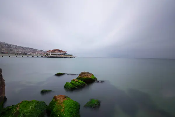 stock image Buyukcekmece albatross beach, photographed with long exposure technique