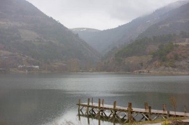 Tarakli historical houses and Cubuklu lake in Bolu Goynuk province clipart