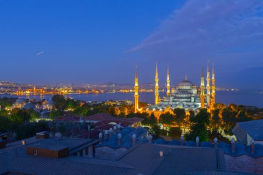 Sultan Ahmet Mosque or Sultanahmet Mosque was built by the architect Sedefkar Mehmed Aa on the historical peninsula in Istanbul by the Ottoman Sultan Ahmed I between 1609-1617. clipart