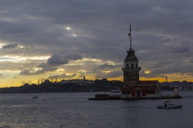 Sunset at the Maiden's Tower in Istanbul clipart