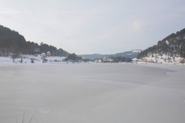 Cubuklu Lake is a touristic lake formed by a landslide in the Gynk district of Bolu province. clipart