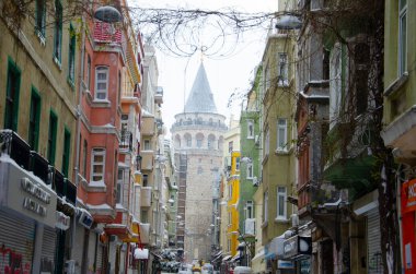 Karlı bir günde Galata Kulesi, İstanbul