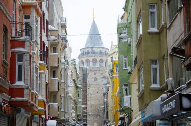 Karlı bir günde Galata Kulesi, İstanbul