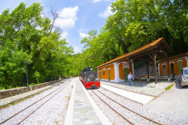 Pilio, Yunanistan 'daki Milies köyündeki güzel eski tren istasyonu.