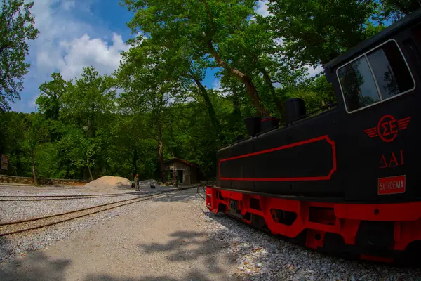 Pilio, Yunanistan 'daki Milies köyündeki güzel eski tren istasyonu.