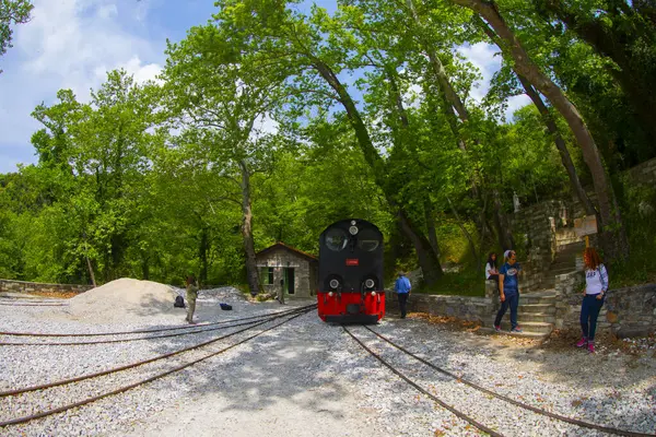 Pilio, Yunanistan 'daki Milies köyündeki güzel eski tren istasyonu.