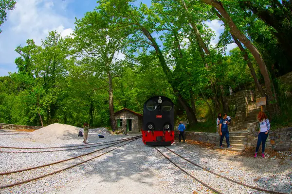 Pilio, Yunanistan 'daki Milies köyündeki güzel eski tren istasyonu.