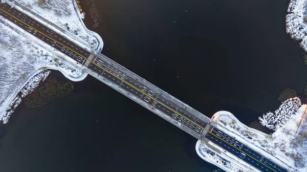 stock image Winter landscape of Nanhu Bridge in Changchun, China