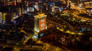 Urban landscape at night during the Spring Festival in Changchun, China