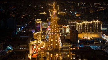 Festival sırasında Changchun City, Çin 'de kış gecesi sahnesi