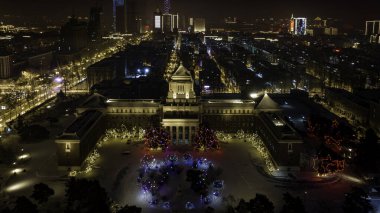 Manchukuo Kuklası Eyalet Konseyi 'nin eski mekanı. Changchun, Çin' de kış gecesi sahnesi.