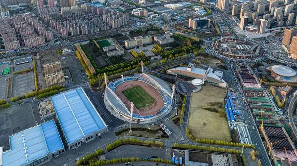 stock image The urban landscape of China's Changchun Economic and Technological Development Zone under construction