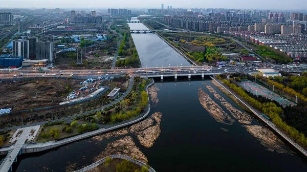 Ландшафт Будівель Вздовж Річки Ітонг Чанчуні Китай — стокове фото