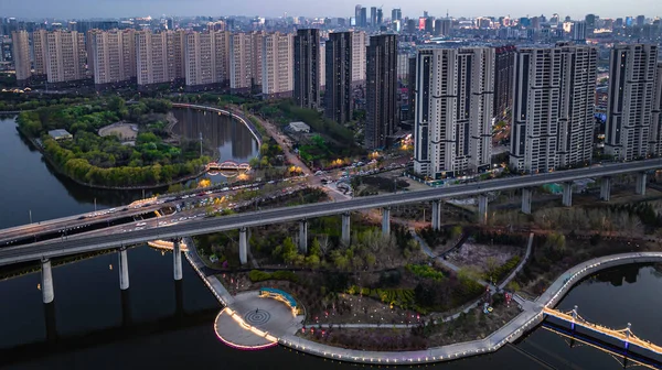 Landschaft Von Gebäuden Entlang Des Flusses Yitong Changchun China — Stockfoto