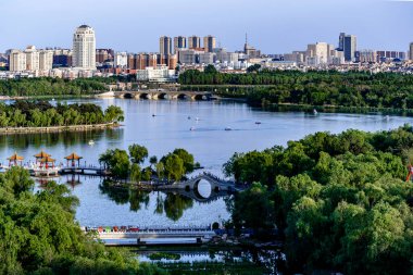 Nanhu Park 'ın Changchun, Çin' deki manzarası.