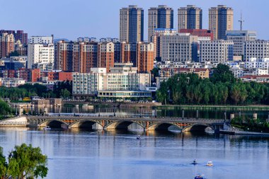 Nanhu Park 'ın Changchun, Çin' deki manzarası.