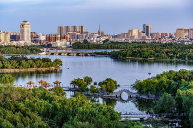 Nanhu Park 'ın Changchun, Çin' deki manzarası.