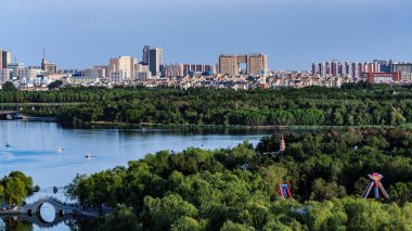 Nanhu Park 'ın Changchun, Çin' deki manzarası.