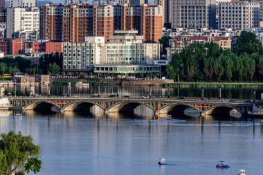 Nanhu Park 'ın Changchun, Çin' deki manzarası.