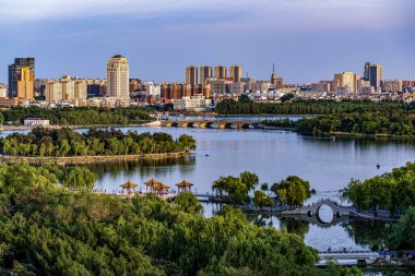 Nanhu Park 'ın Changchun, Çin' deki manzarası.