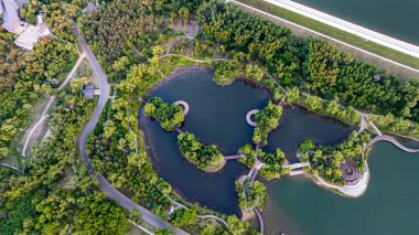 Yazın Changchun, Çin 'deki Jingyuetan Ulusal Orman Parkı manzarası