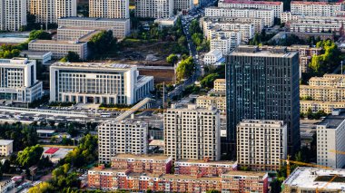 Changchun, Çin 'in güneyindeki yeni şehrin mimari manzarası.