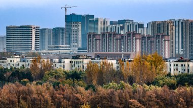 Changchun, Çin 'in sonbahar kentsel manzarası
