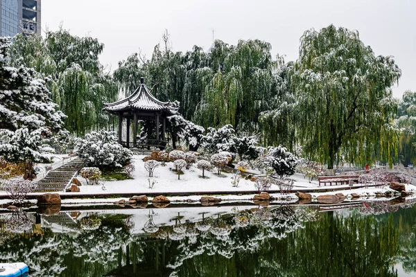 Changchun Peony Garden, Çin 'de kar üstüne manzara