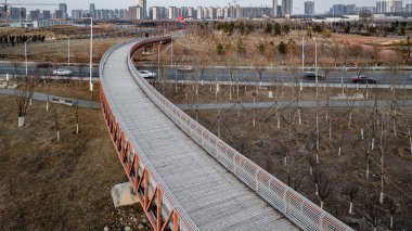 Nanxi Wetland Park manzarası Changchun, Çin 'de ilkbaharın başında