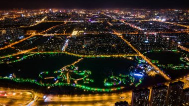 Güney Changchun, Çin 'deki yeni şehrin gece manzarası.