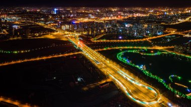 Güney Changchun, Çin 'deki yeni şehrin gece manzarası.