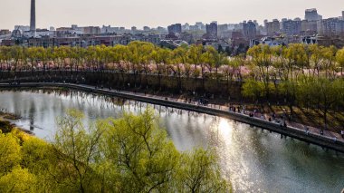 Çin, Changchun 'daki Yitong Nehri' nin bahar manzarası.