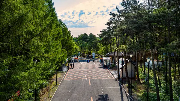 stock image Summer scenery of the West Gate of Jingyuetan National Forest Park in Changchun, China