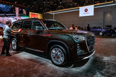 13 Temmuz 2024 'te Changchun, Çin' de 21. Changchun Uluslararası Otomobil Fuarı birçok ünlü arabayla düzenlendi..