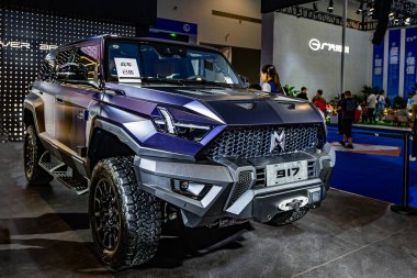 13 Temmuz 2024 'te Changchun, Çin' de 21. Changchun Uluslararası Otomobil Fuarı birçok ünlü arabayla düzenlendi..