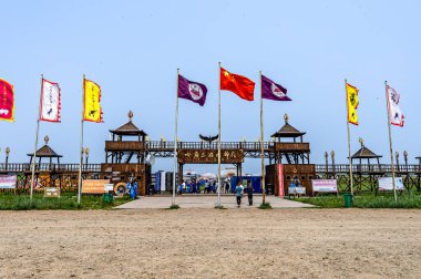 Hulunbuir, Moğolistan, Çin 'deki Hasar göçebe kabilesinin manzarası.