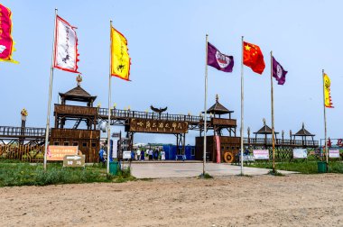 Hulunbuir, Moğolistan, Çin 'deki Hasar göçebe kabilesinin manzarası.