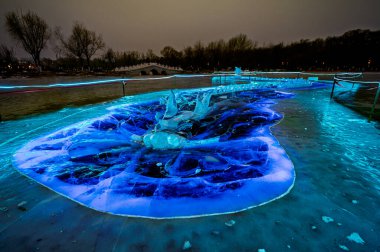 Buz ejderhası - 30 metre uzunluğunda buz ejderhası Nanhu Park, Changchun, Çin 'de sergileniyor.