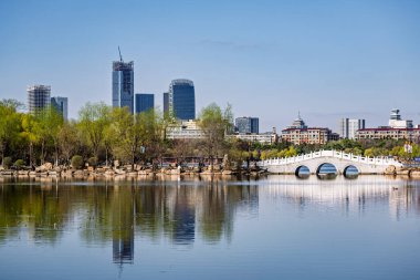 Nanhu Park 'ın Changchun, Çin' deki manzarası.