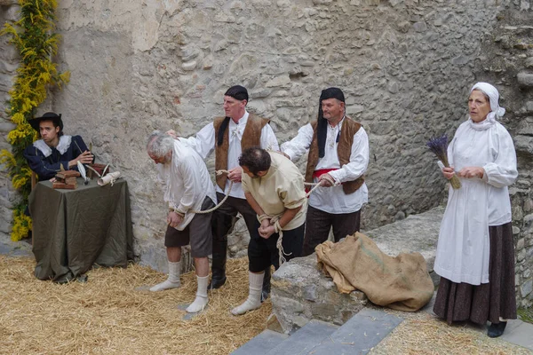 Taggia Italy February 2026 Participants Historical Reenactment Old Town Taggia — Stock Photo, Image