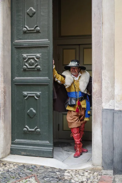Taggia Italy February 2023 Participant Historical Reenactment Old Town Taggia — Stock Photo, Image