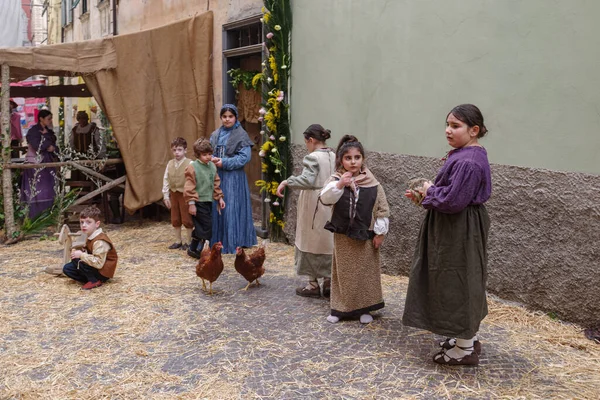 Taggia Italy February 2023 Participants Historical Reenactment Old Town Taggia — Stock Photo, Image