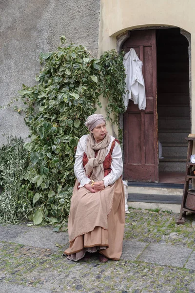 Taggia Italy February 2023 Participant Historical Reenactment Old Town Taggia — Stock Photo, Image