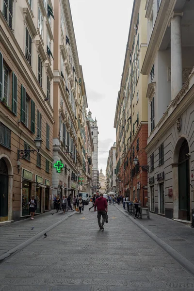 Genua Italië September 2022 Uitzicht Langs Straat Het Historische Centrum — Stockfoto