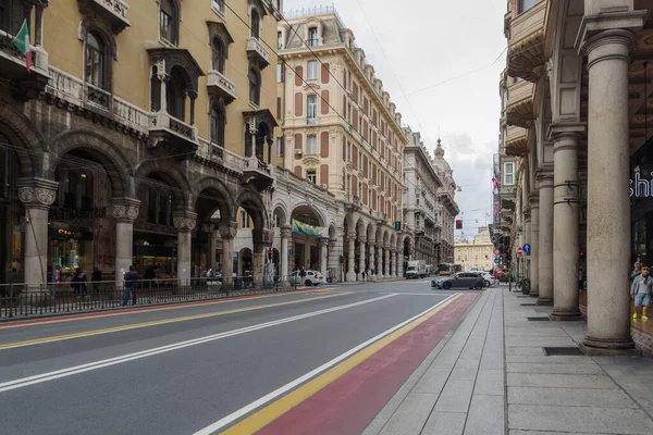 Génova Itália Setembro 2022 Vista Longo Rua Settembre Centro Histórico — Fotografia de Stock