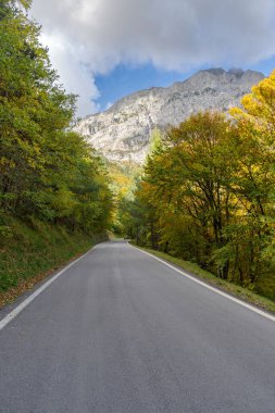 Ligurian Alpleri 'ndeki dağ yolu, İtalya
